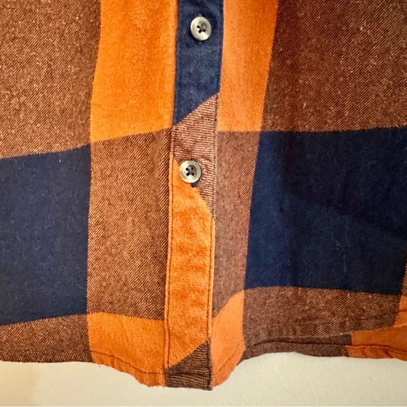 Natural Reflections Plaid Button-up Flannel Shirt, Navy and Burnt Orange, Small - Picture 5 of 9